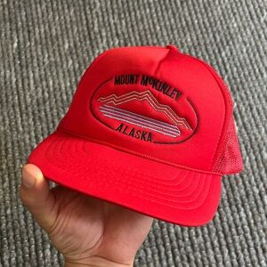 Vintage Red Mount McKinley Alaska Trucker Hat